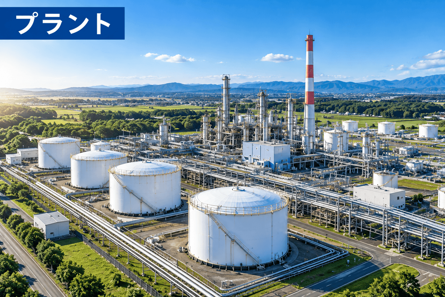 タンクや設備が並ぶプラントの業務活用イメージ